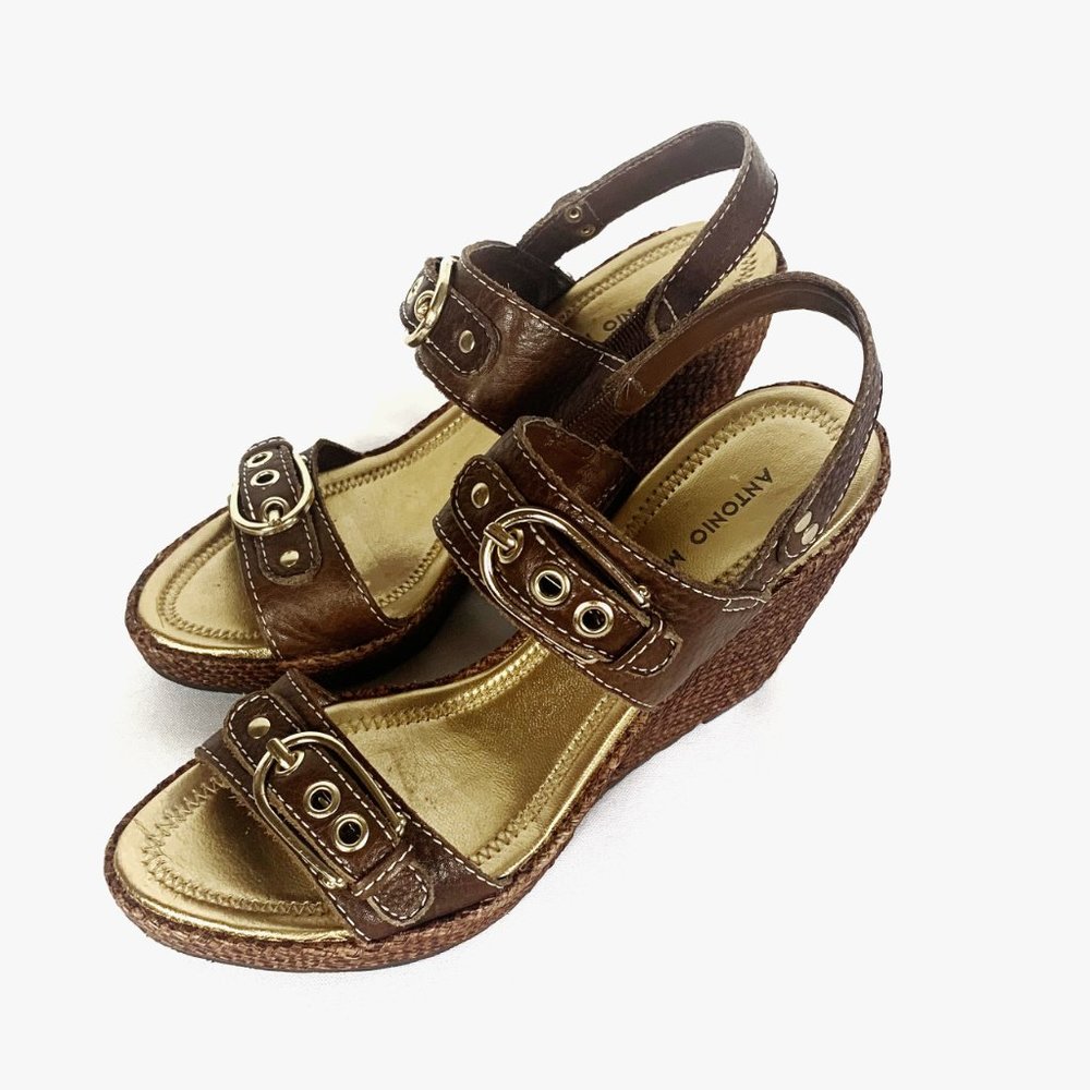 ANTONIO MELANI Ashlee Sandal Wedge Madder Brown 7.5